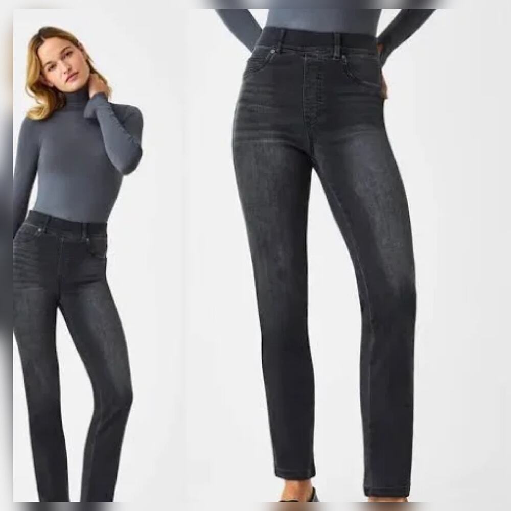 SPANX Ankle Straight Leg Jeans  washed faded slim cut Size M  MRSP $128